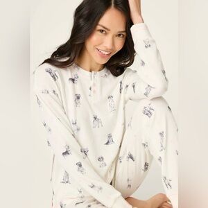 PJ Salvage White Dog Print Pajama Set
